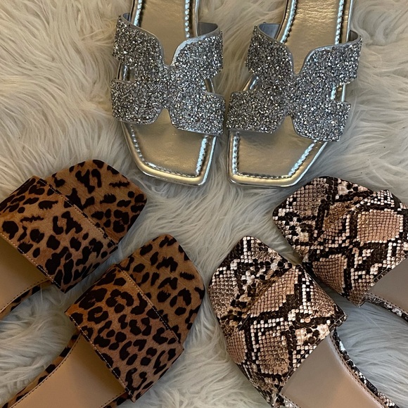 Trendy Square Toe Silver Sparkle Sandals - Picture 12 of 16